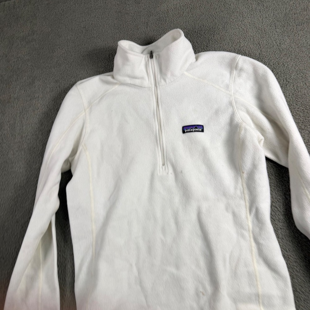 Patagonia Micro D Quarter Zip Fleece Pullover White Womens Small 26176